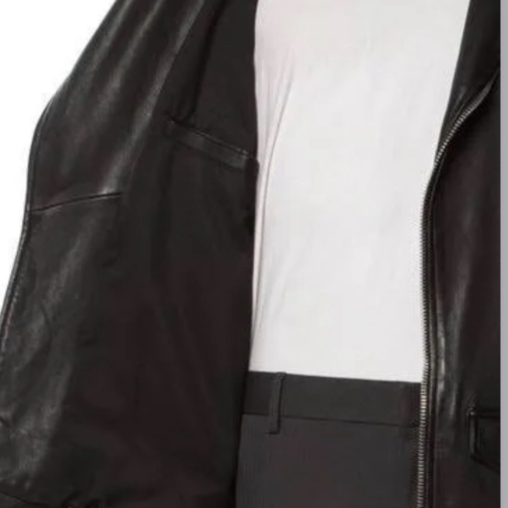 AllSaints Renzo Lamb Leather Biker Jacket Men’s Large Color Black. - Picture 4 of 11